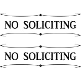 No Soliciting - White Vinyl Decal Stickers  - Package of 2 by Mysigncraft