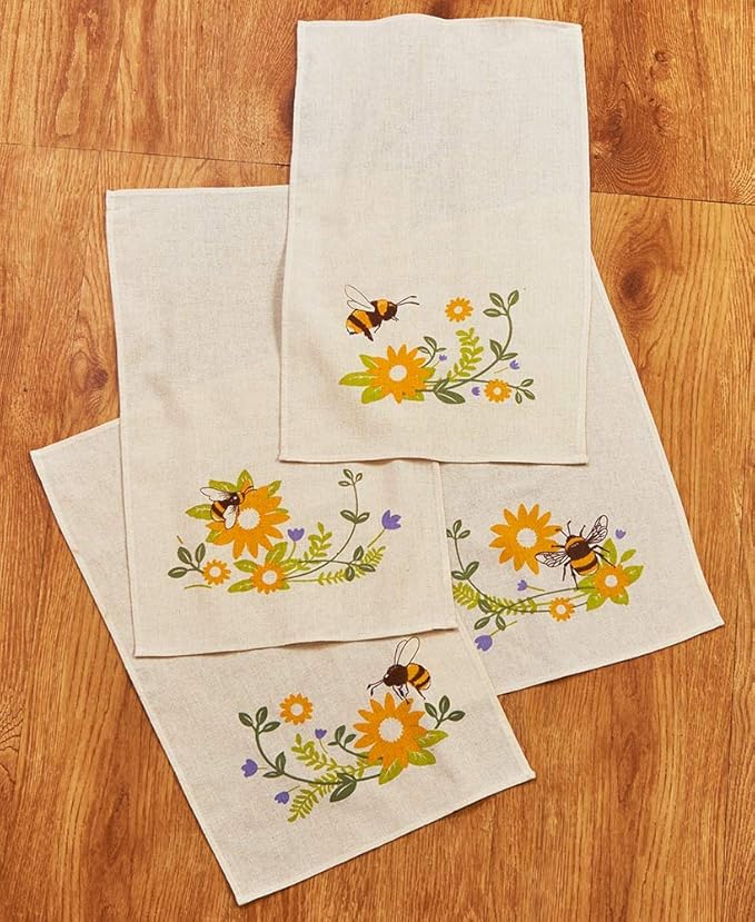 Honey Bee Kitchen Collection, Set of 4 Towels Kitchen & Dining