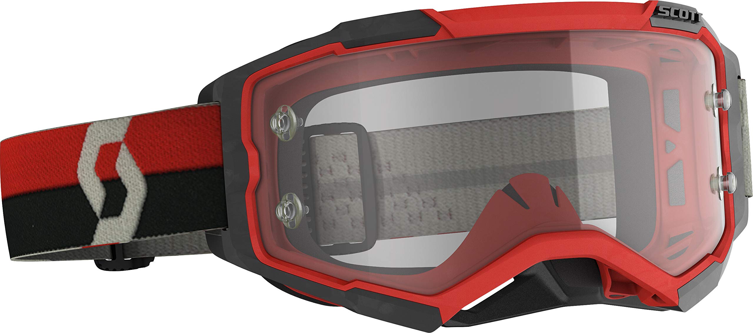 Photo 1 of SCOTT 274514-1018113 Fury Clear Goggle, Red/Black with Clear Works Lens