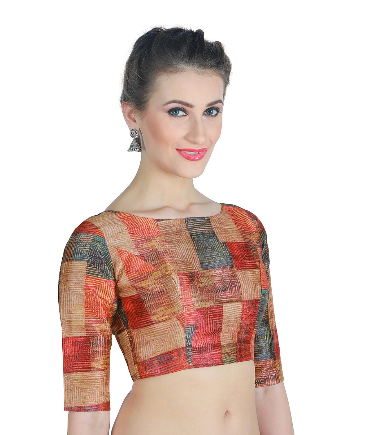 studio shringaar women's polyester back button saree blouse