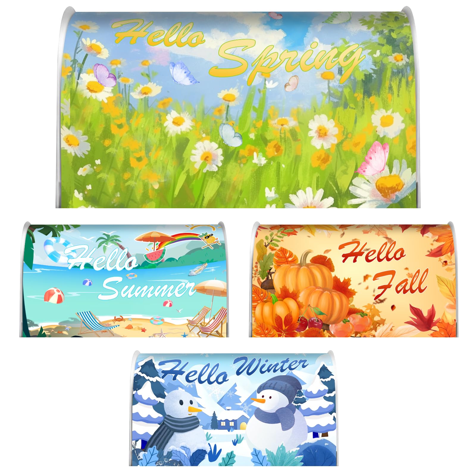 4 Pcs Seasonal Magnetic Mailbox Covers Decorations, Spring Summer Fall Autumn Winter Mailbox Covers Magnetic Standard Size Mailbox Decor, Mailbox Covers Magnetic for Home Farmhouse Yard Garden Decors