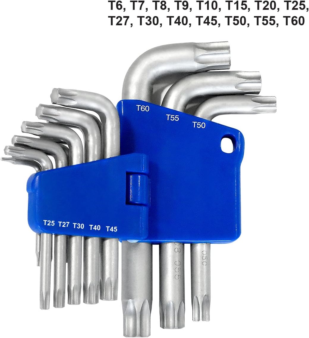 S&R TORX Keys/Hex Key Set, 15 pcs., Extra loadable, TX6-TX60 in Practical Folding Holder, Chrome, 15-teilig - Image 3