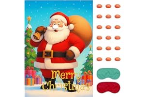 VUSNUD Christmas Game - Pin on the Santa, Christmas Party Games Decorations Supplies Activities