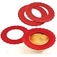 Norpro Silicone Mini Pie Pan Shields, Set of 4, 6 inch, Red
