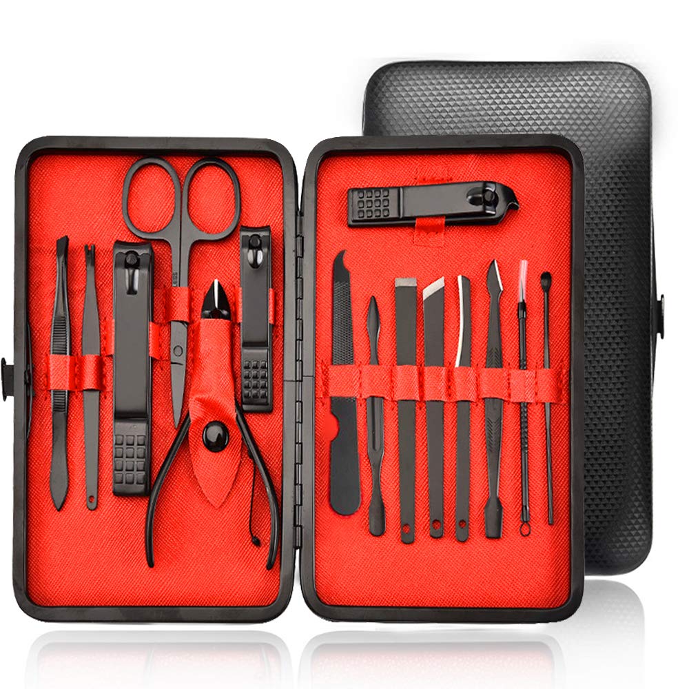 Nail Clippers Set Manicure Pedicure Kit Stainless Steel Beauty Tools Fingernail File Toenail Cutters Trimmers for Men & Women 15 in 1 with Portable Case : Beauty