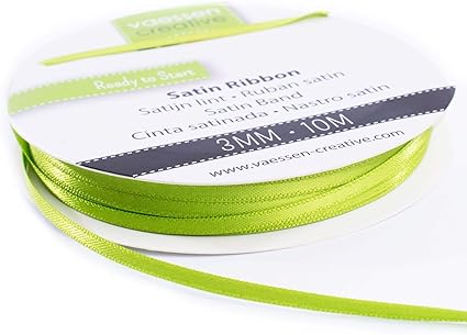 Vaessen Creative Satin Ribbon Apple Green 3mm X 10m Elegant Shine For Card Making Scrapbooks Gift Wrapping And Other Craft Projects 3 Mm Amazon Co Uk Home Kitchen