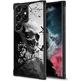 JHYYTUJTYP for Galaxy S24 Ultra Case,Tire Texture Non-Slip Soft TPU Hard Back Shockproof Anti-Scratch Protective Case for Samsung Galaxy S24 Ultra 6.8'',Skull and Bats