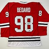 Facsimile Autographed Connor Bedard Chicago Red Reprint Laser Auto Hockey Jersey Size Men's XL