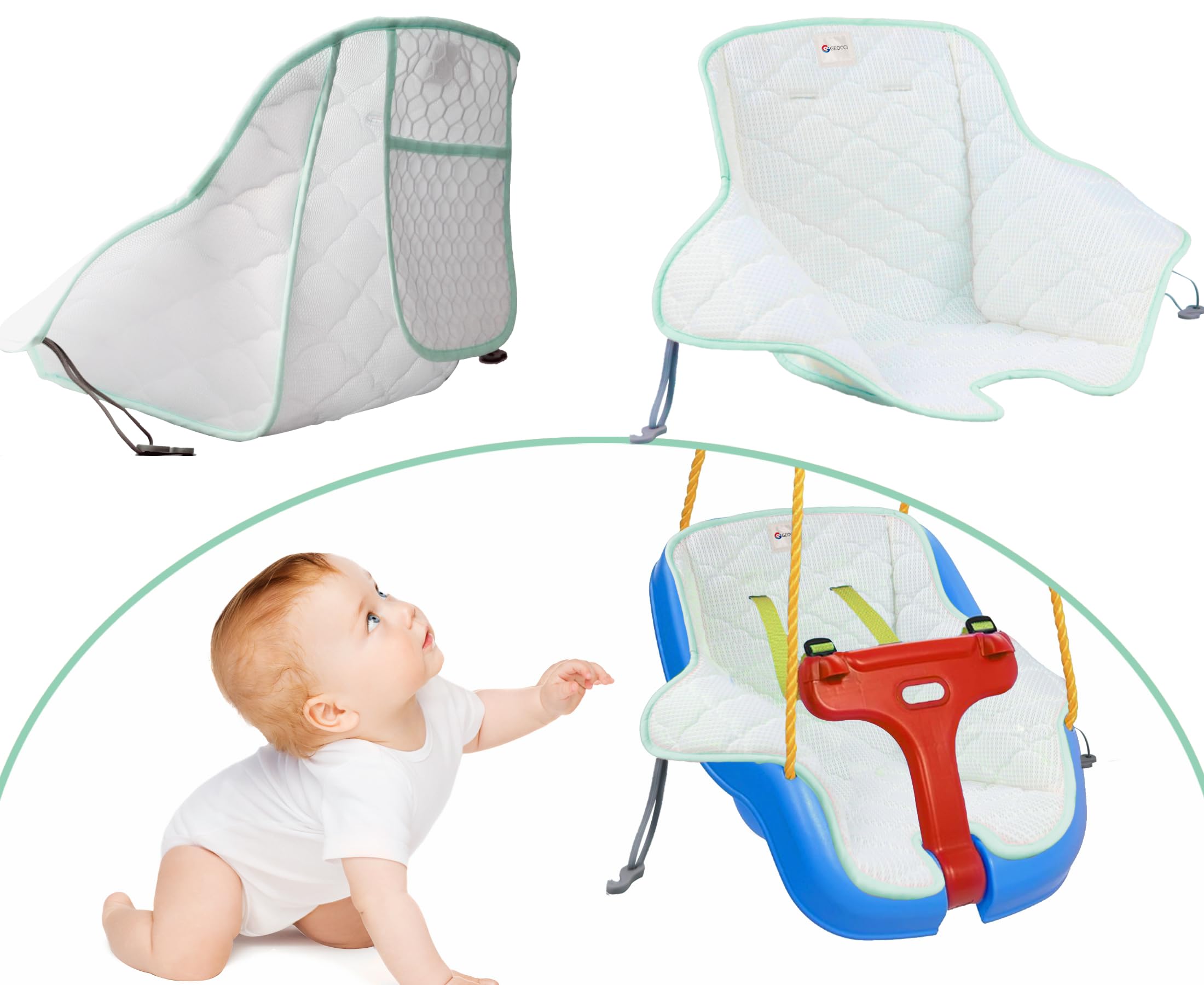 Photo 1 of GEOCCI Outdoor Toddler Swing Cushion?Suitable for Little Tikes Toddler Swing Cushion Breathable and Soft with Air Mesh (Blue)