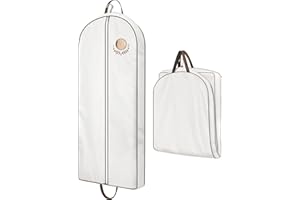 MISSLO 60" Cotton Garment Bag for Long Dress Breathable Garment Bags for Hanging Clothes Travel Women Dress Cover Luxury Hanging Clothes Storage for Fur Coat, Jacket, Gown, Suit