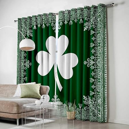 Amazon Co Jp Homecreator 窓用遮光カーテン 緑の言葉と白のクローバーカーテン 遮光断熱カーテン リビングルーム 寝室用 窓用ドレープ 2枚セット 27 5 W By 39 L Hclttclclfsslxmclfahcr ホーム キッチン