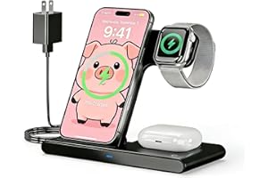 3-in-1 Wireless Charger Stand for Apple:Foldable Fast Charging Station for iPhone 17 16e 16 15 14 13 12 Pro Max, AirPods, Wat