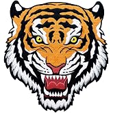 Pinsanity Tiger Head Iron-On Embroidered Patch (Large) - 6 INCH