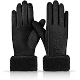 Yonchic Gloves for Women Girl, Winter Touch Screen, Comfortable and Warm Double-Sided Velvet Lining Thickened Warm Glove
