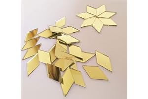 Mirror Mosaic Tiles, 200PCS Diamond Shaped Tiles, Mosaic Supplies, Craft Supplies, Mosaic Part Real Glass Mirrors (12.7x25.4m