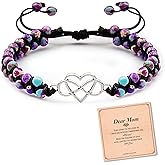Homeair Valentine's Day Gifts for Women,Gifts for Mom,Infinity Heart Natural Stone Healing Bracelets,Gift for Mother from Daughter,Birthday Christmas Mothers Day Gift from Son Daughter