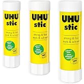 UHU Stic Glue Stick - Solvent Free - Clear Application - 8G/21G/40G - 1 of Each Size - Pack of 3