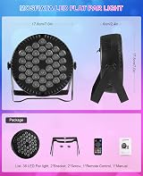 MOSFiATA 2 Pcs RGB Par Lights 36 LED DMX Sound Activated Remote Control view 5