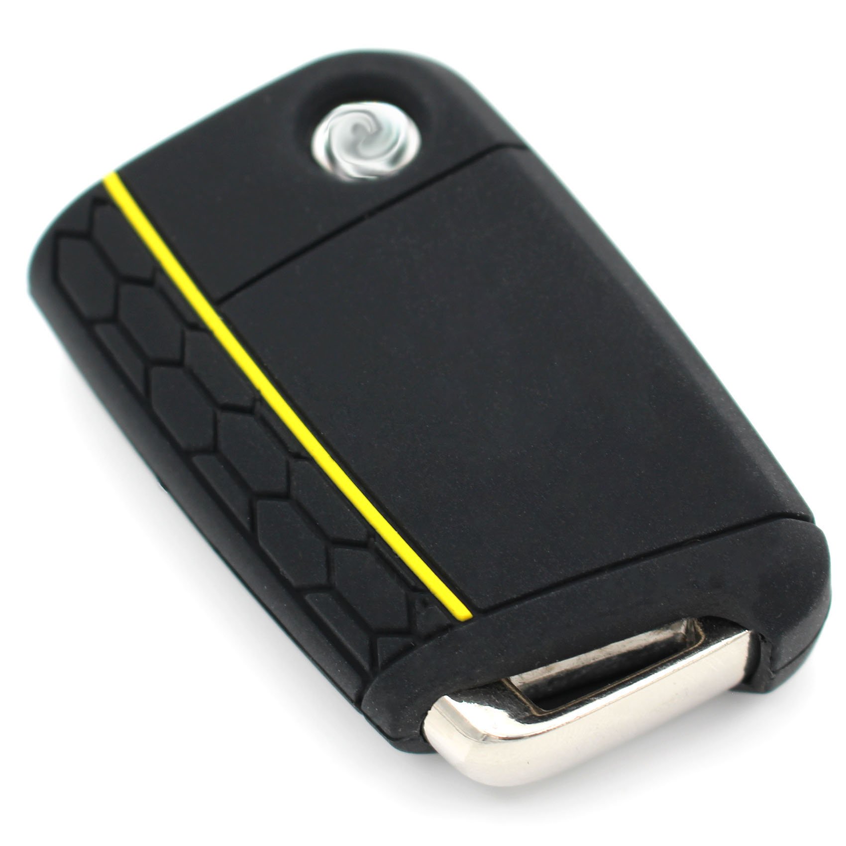 VB Key Case for 3 Buttons Car Key Silicone Cover Key Case Protective Cover (Black Yellow)
