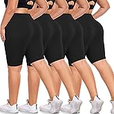 we fleece 4 Pack Women's Plus Size Biker Shorts 8''- High Waisted Tummy Control Yoga Gym Workout Spandex Athletic Shorts