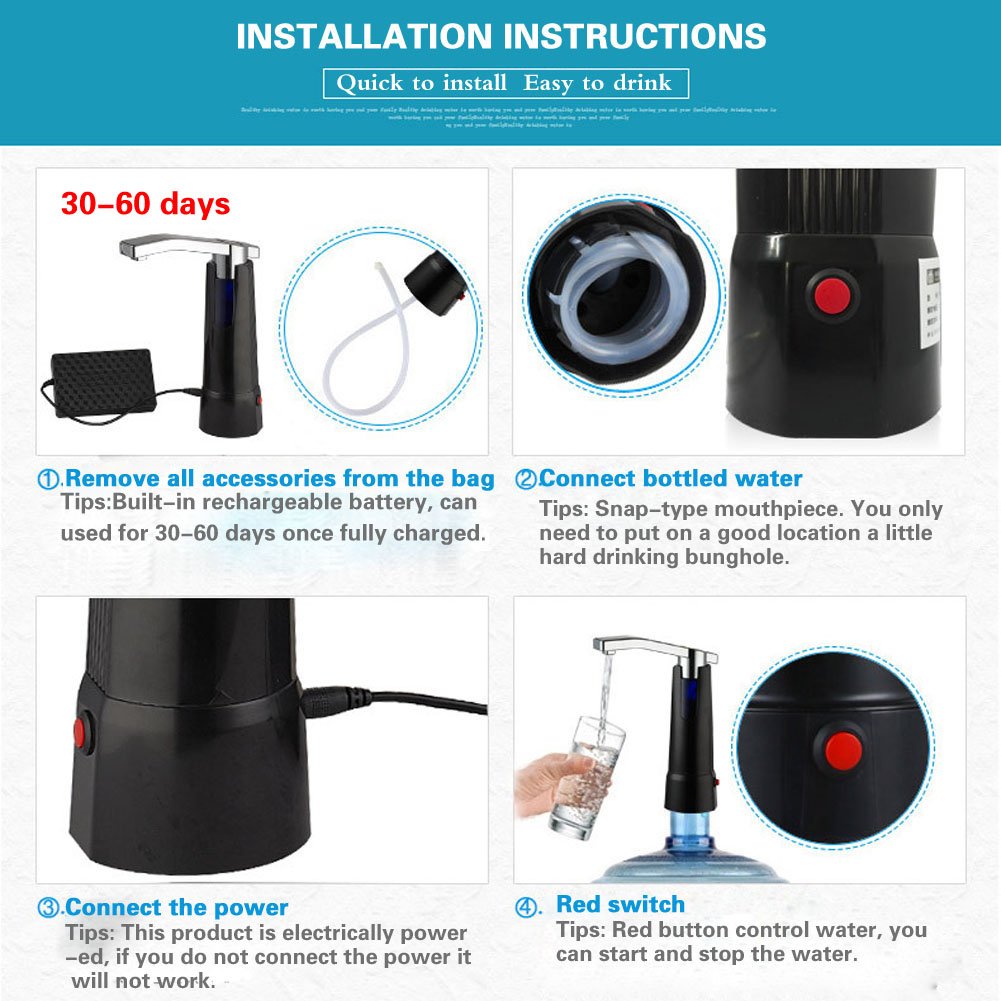 AerWo Electric Water Bottle Pump Dispenser with Rechargeable Battery