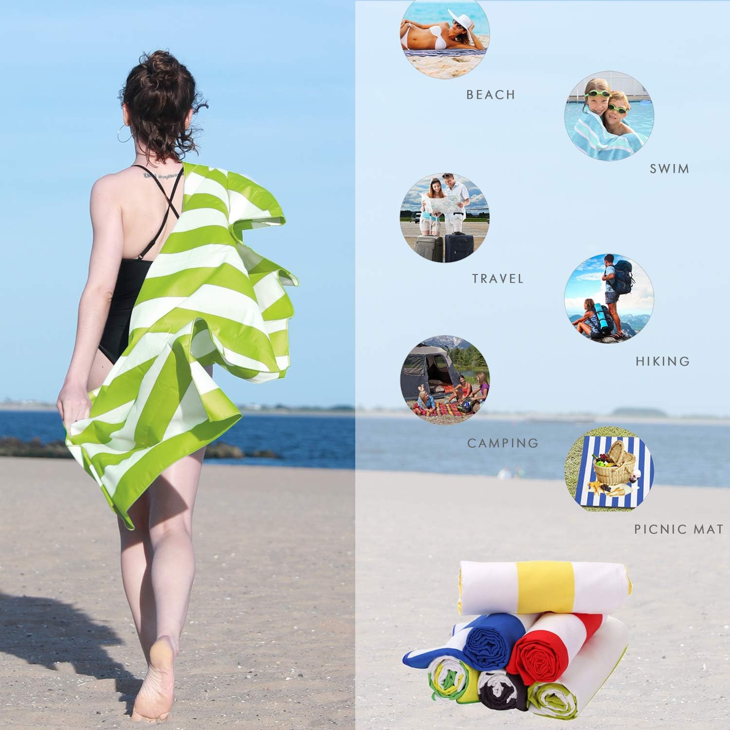 Your Choice Microfiber Towel Quick Dry Towel Set for Beach, Travel, Swim, Pool, Camping, Outdoors and Sports Towel - Lightweight, Compact and Sand Free (Extra Large XL 67x35, Large 60x30) : Sports & Outdoors