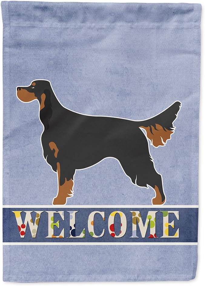 Caroline's Treasures BB8274CHF Gordon Setter Welcome Canvas House Flag, Multicolor, House Size