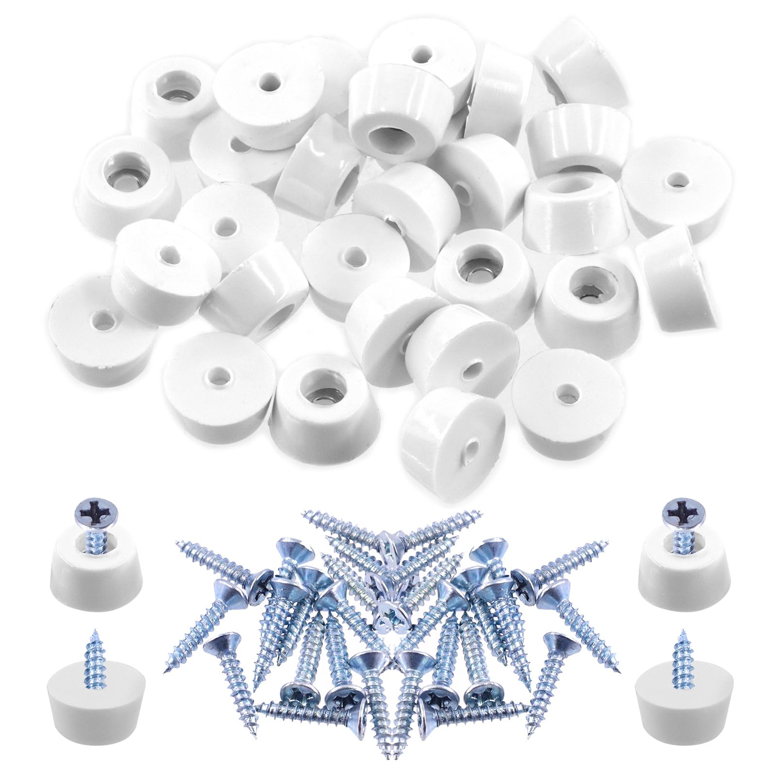 Keadic 62Pcs Non-slip Rubber Feet for Cutting Board, 15x12x8MM White Furniture Slider Glide Pad Floor Protector with Built-in Gasket and Screws for Wooden Furniture Chair Tables Sofa