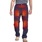 DEWBU Heated Pants for Men with 12V Battery Pack Fleece Lined Outdoor Softshell Pants Electric Heating Trousers