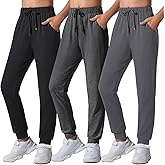 Auranso Girls Joggers 3 Pack Quick Dry Casual Sweatpants Kids Athletic Lounge Joggers Boys Active Running Pants with Pockets