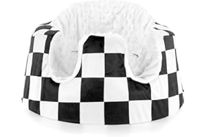 DILIMI Minky Seat Cover Compatible with Bumbo Seat, Removable Ultra Soft Comfortable Warm Seat Slipcover for Baby Girl and Boy, Black Checkered