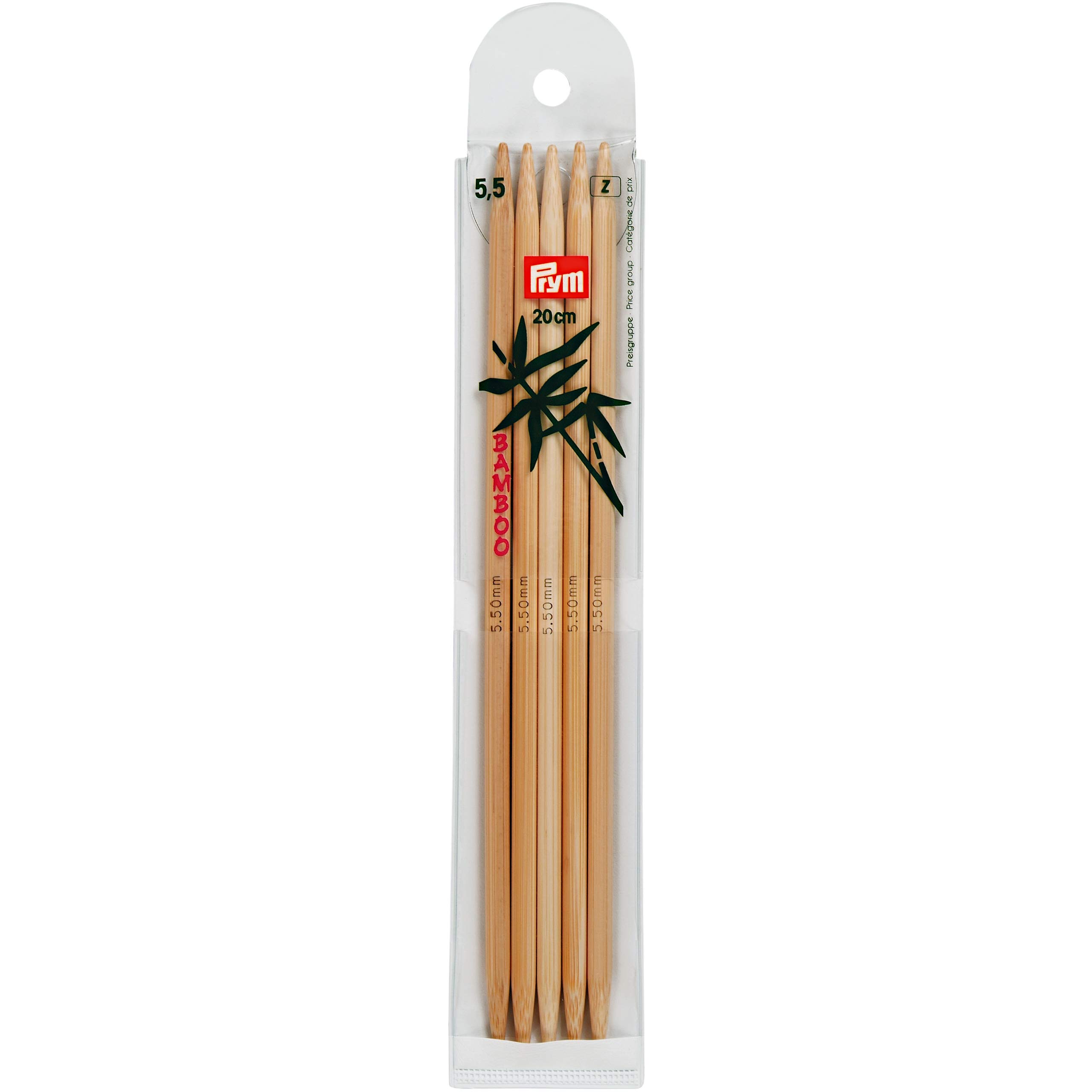 Prym 20 cm x 5.50 mm Double Pointed Glove Knitting Pins, Bamboo