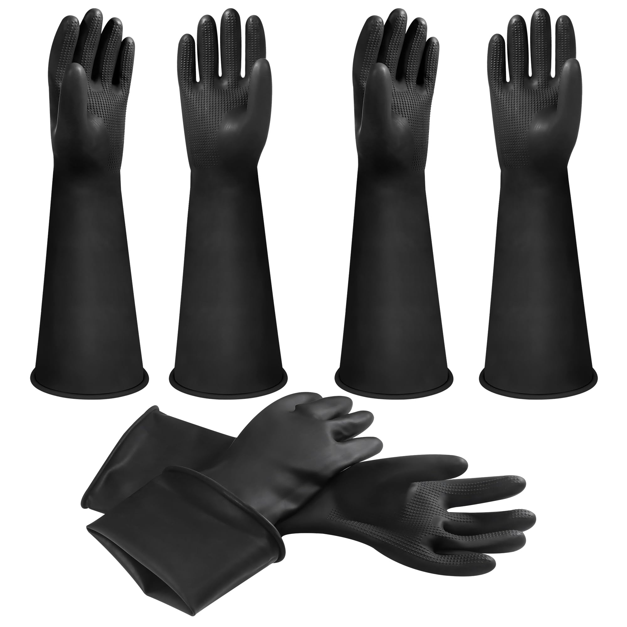 18" Rubber Gloves Heavy Duty Latex Gloves Chemical Resistant Protective Gloves PPE Industrial Safety Work Long Gauntlets Gloves, Waterproof, Resist Strong Acid, Alkali and Oil, Non-Slip (3 Pairs) — image 1