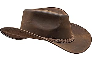 HADZAM Block Grain Leather Cowboy Hat for Men Women Shape able into Out Back hat Durable Leather Hats for Men | Western hat
