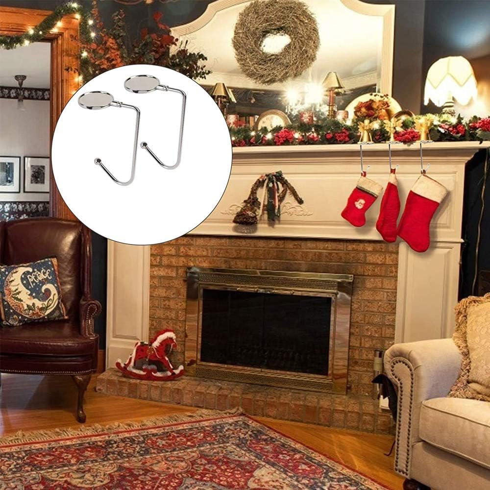PhoenixDN 4 Pieces Fireplace Stocking Hangers,Metal Purse Hooksportable