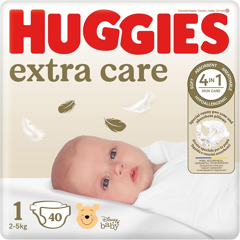 Extra Care Neonato, 40 Pannolini, Taglia 1 (2-5Kg)
