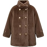 Girls Winter Dress Coat Girl Faux Fur Long Sleeve Jacket Kids Long Lined Outerwear for 3-15T