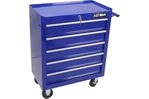nifoti 5 Large Drawers Tool Cart on Wheels,Rolling Tool Chest Tool Storage,Drawers Rolling Tool Trolley Organizer Tool Case for Garage, Warehouse, Workshop, Repair Shop (5 Large Drawers-29.3" H-Blue)