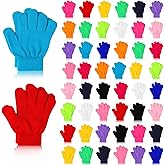 Handepo 50 Pairs Kids Winter Gloves Bulk Stretchy Full Finger Knitted Gloves Winter Warm for Boys Girls