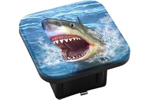 Swono Shark Trailer Hitch Tube Cover Plug Cap, Ocean Sea Huge Shake Jumping Big Mouth Rubber Car Receiver Tube Hitch Plug, Heavy Truck Trailer Hitch Covers for Men Women, 2 Inches