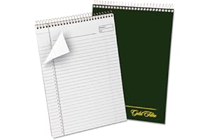 Ampad Gold Fibre Classic, Wirebound Planner Pad, Size 8-1/2 x 11-3/4, Red Cover, Legal Ruling , 70 Sheets per Pad (20-811),White