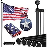 NELXINJO Heavy Duty 25FT Flag Pole with Embroidered Stars 3x5 American Flag-13 Gauge Extra Thick Aluminum Flagpole kit for House Yard Commercial Residential