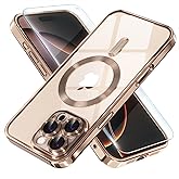 Misea Magnetic for iPhone 16 Pro Case Compatible with MagSafe [Never Yellowing] [Military Grade Drop Protection] Full Camera Lens Protector Plating Soft Clear Phone Case for Women 6.3", Desert