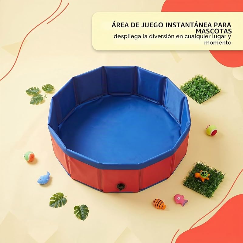 1 ud Piscina para gatos plegable de PVC, 30x10 cm, roja, sin inflar, ideal para gatos y mascotas pequeñas, fácil de guardar para camping