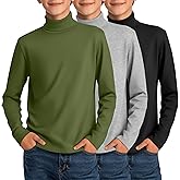 LessonZoo 3 Pack Boys Turtleneck Tops Kids Long Sleeve Shirts Turtle Neck Pullover Undershirt Youth Basic Layer Warm Tops