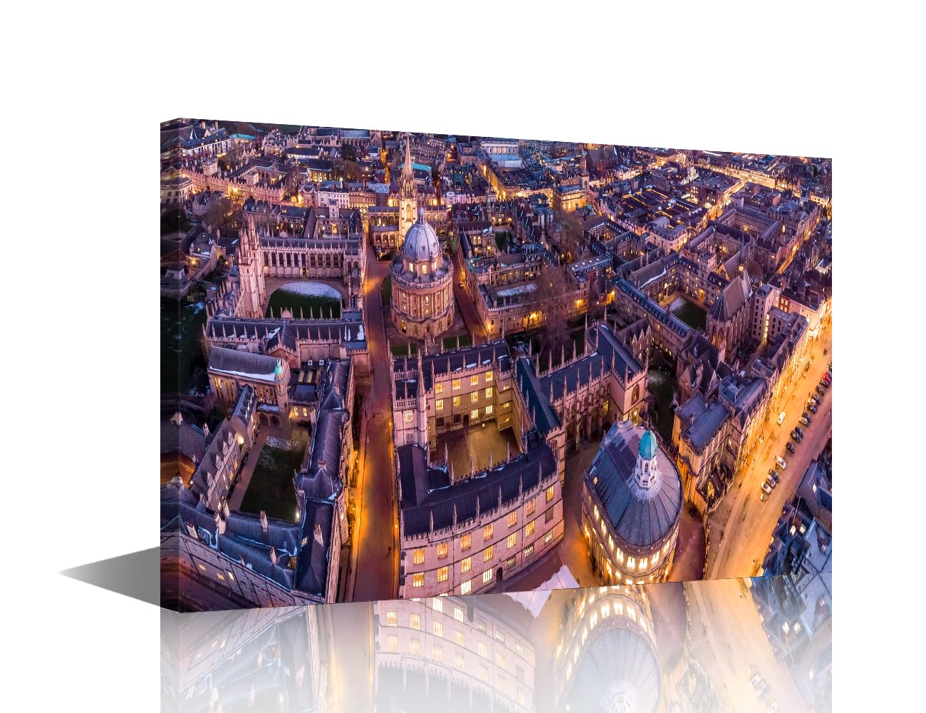 Oxford United Kingdom Wall Art Aerial View of Central Oxford Home Decor Oxford Cityscape Bedroom Decor 1 Piece Modern Wall Decoration for Living Room Office Bedroom Framed Ready to Hang (16''Wx 24''H)