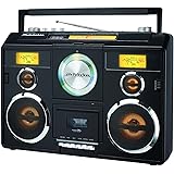Sound Station Portable Stereo Boombox with Bluetooth/CD/AM-FM Radio/Cassette Recorder (Black)