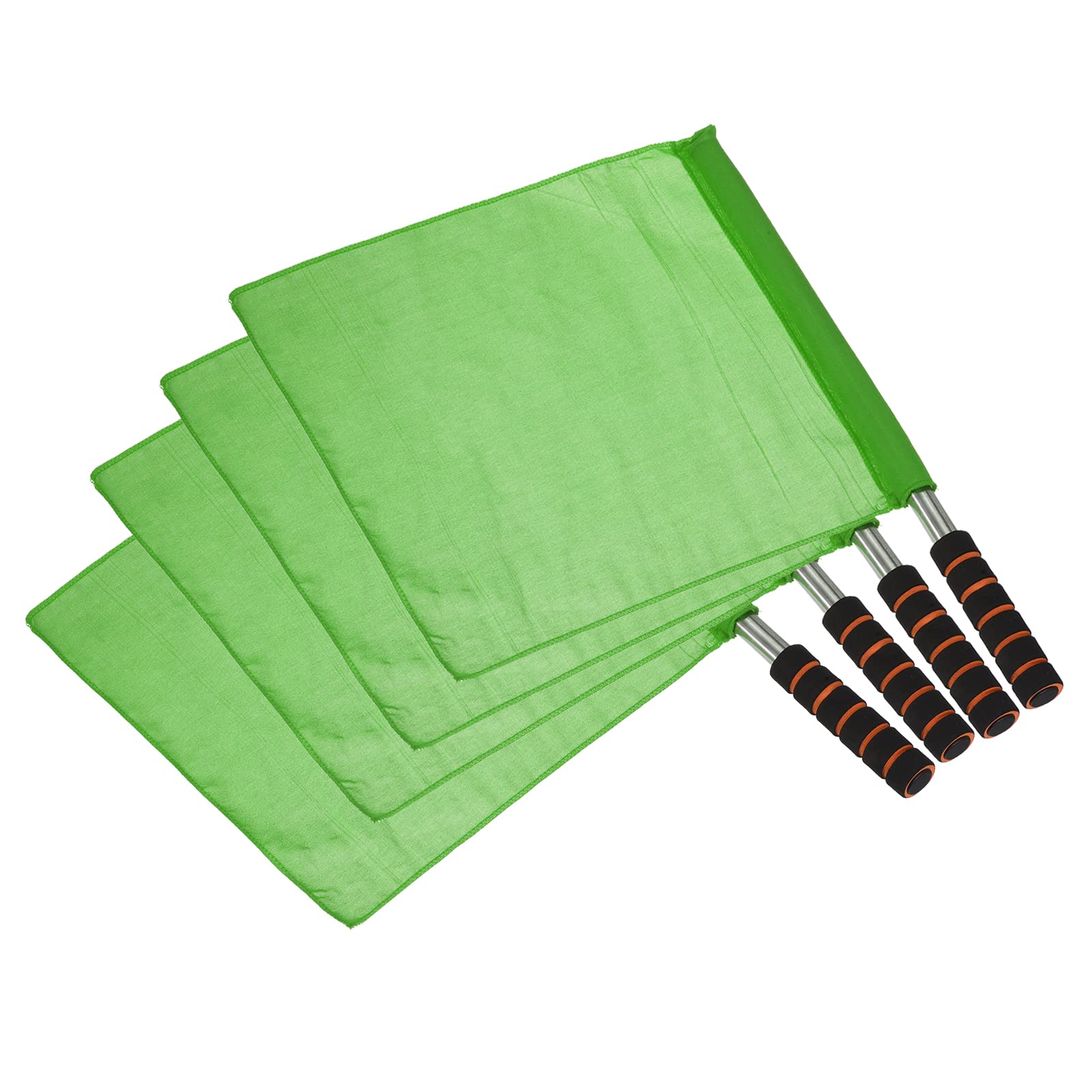 PATIKIL Referee Flag, 4 Pack Stainless Steel Pole Sponge Handle for Football Soccer Track and Field Sports Linesman Command Hand Signal, Green