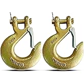 V-chen 2Pack 3/8" Clevis Slip Hook with Latch, Forged G70 Steel Chain Hook for Deck Hauler Receiver Hitches Trailer Wiring, Chain Hooks Solid Clevis Grab Hooks for Trailer(18,000lbs Capacity)