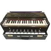 HAHAPA 9 Stopper Portable Harmonium Chudidaar Bellow 42 Key 2 Reed Bass Male Backward Coupler Indian Harmonium Professional Harmonium Handmade Musical Instrument Brass